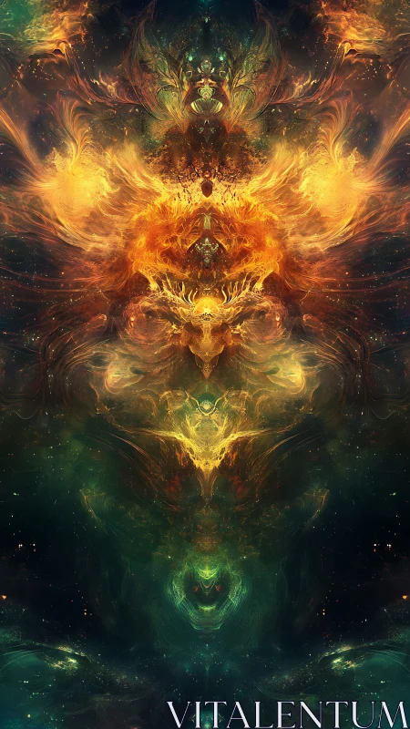 Celestial nebula deity in mirrored astral fire pattern.