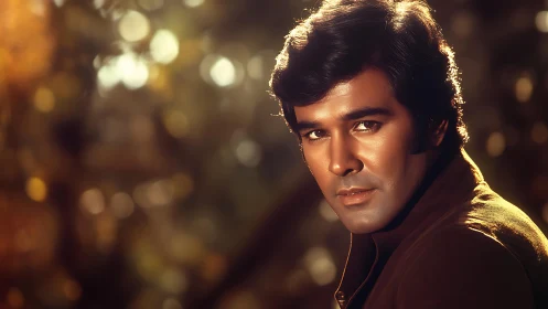 Cinematic male portrait rendered in warm bokeh chiaroscuro