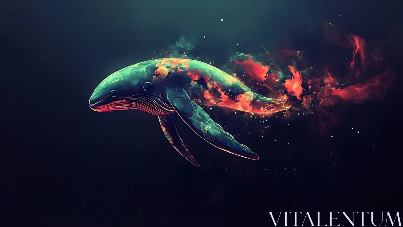 Starlit nebula whale drifting through cosmic ink seas.