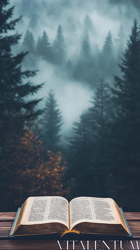 Open Book Forest Mist Juxtaposition.