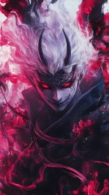 Demon of burning dusk wrapped in swirling crimson fire.