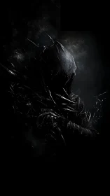 Shadow-clad knight wrapped in swirling black armor.