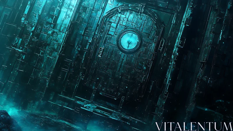 Submerged monolithic gate with luminescent circular porthole