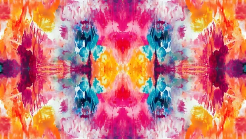 Symmetrical abstract watercolor pattern shows mirrored bursts