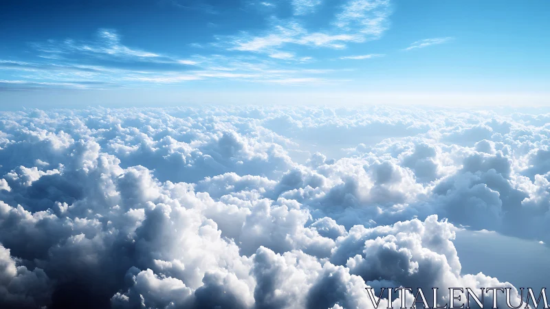 Photorealistic stratocumulus cloudscape with elevated horizon line.