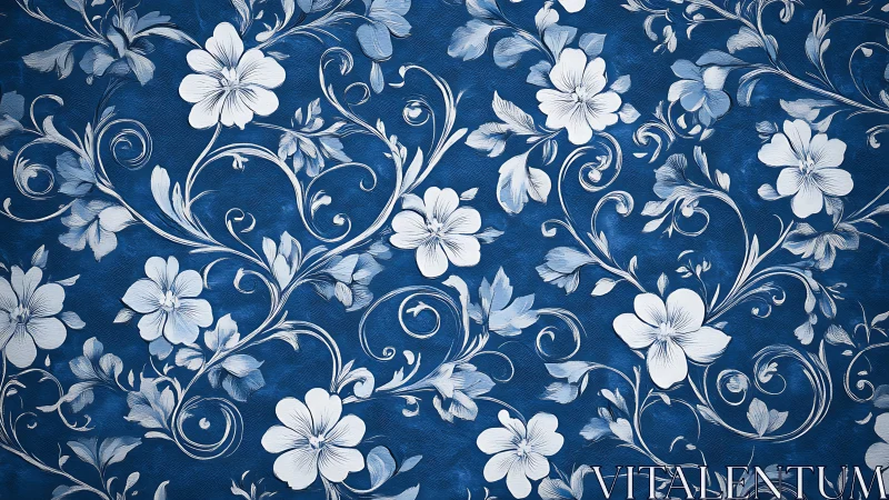 Blue Floral Damask. Classic botanical pattern.Period.