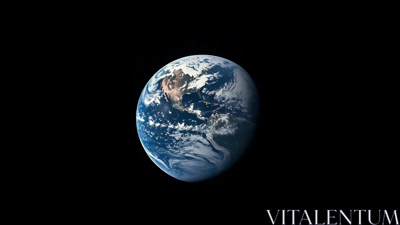 Earth viewed from space with visible clouds and continents.