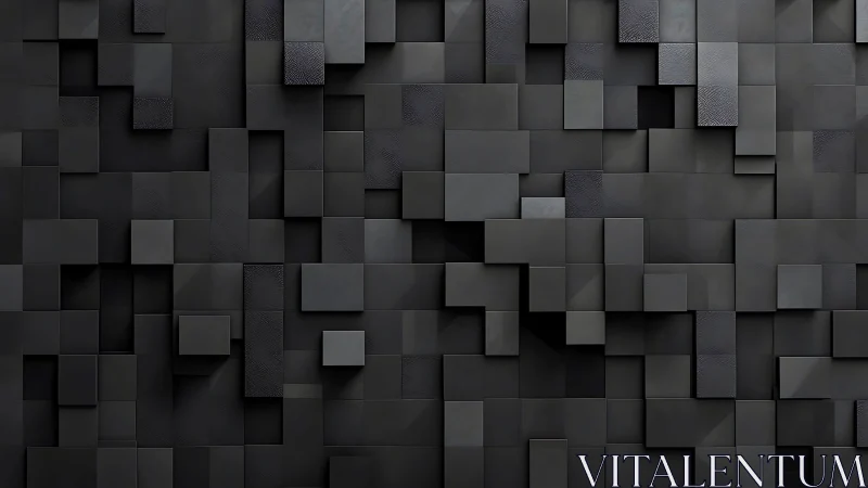 Dark geometric cubes forming layered abstract grid wall.