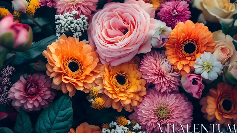 Vibrant Mixed Bouquet with Pink Roses and Orange Gerberas.