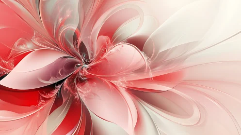 Ethereal crimson flower blooms in swirling fractal light.