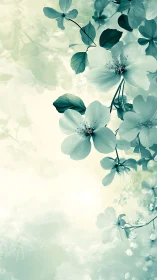 Luminescent Blooms in Soft Teal Watercolor Mist