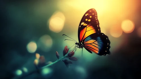 Macro optical study of butterfly wing iridescence at dusk.