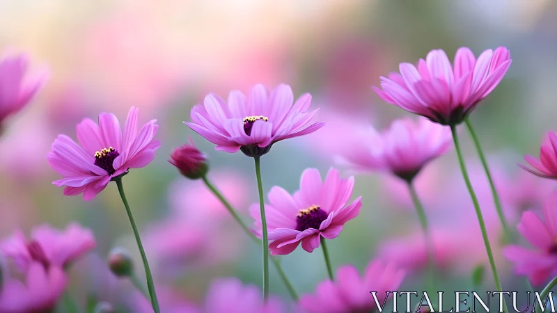 Pink Daisies Dancing in Soft Sunlight.