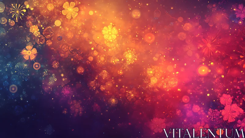 Abstract floral light field in warm and cool spectrum tones.