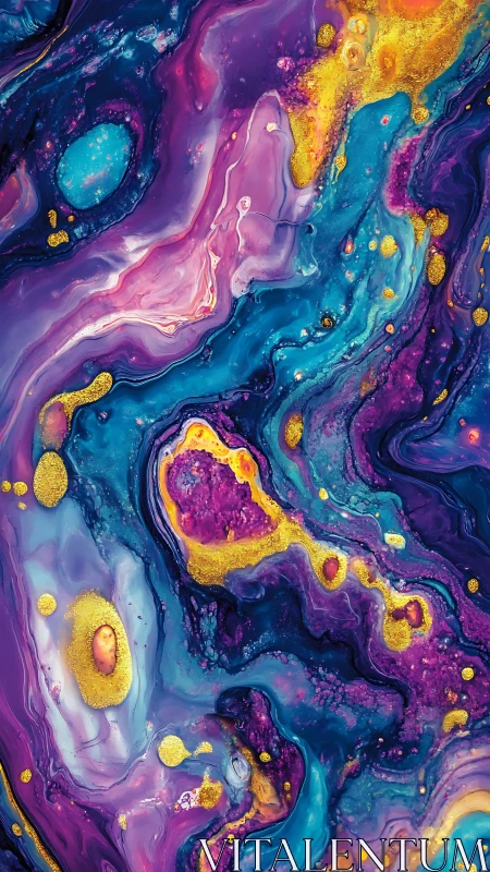 Iridescent cosmic fluid abstraction with high-saturation chroma flows