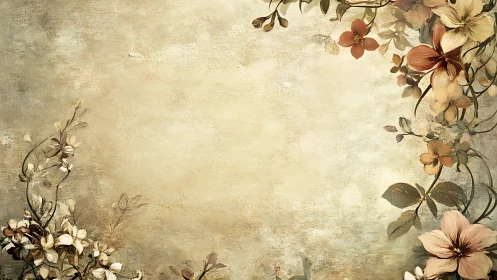 Soft vintage blossoms frame a warm, open background space