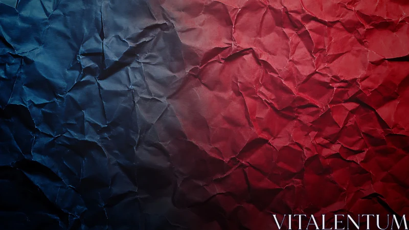 Crumpled red and blue paper creates a bold textured divide