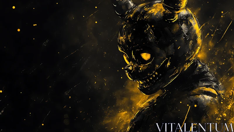 Digital painting of demonic rabbit figure in fractured chiaroscuro.