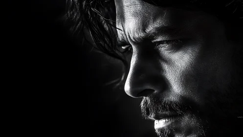 Intense side profile captures a thoughtful, rugged gaze