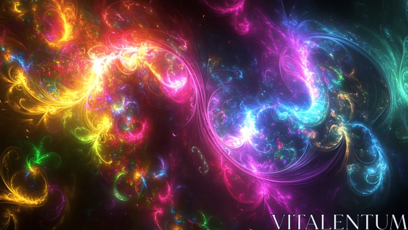 Multispectral fractal plumes in luminous turbulent flow field.