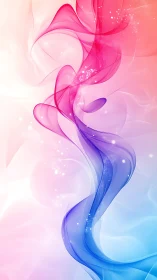 Billowing pink and blue light ribbons dance in gentle color