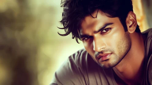 Close male facial portrait rendered in photoreal detail