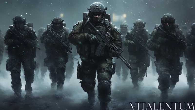 Stormbound tactical squad advances through frozen firestorm.