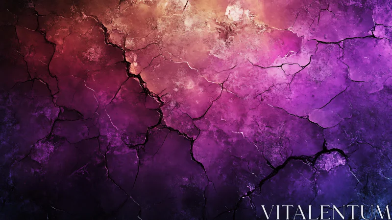 Cracked Abstract Texture with Purple and Orange Gradient Background.