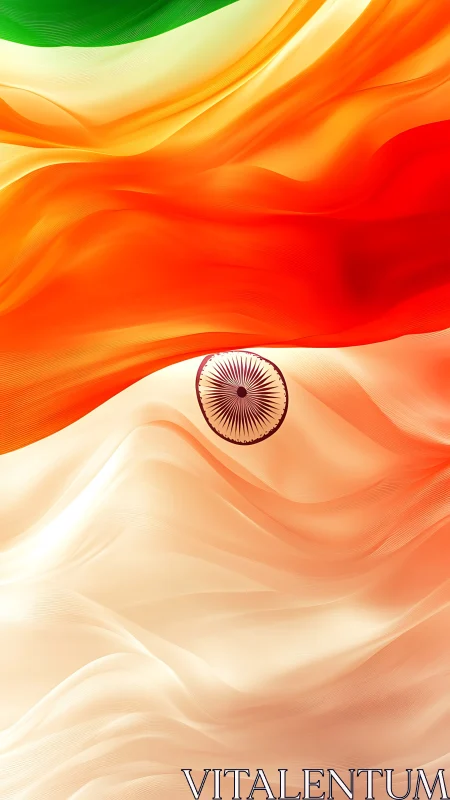 Indian tricolour abstract renders fluid bands and central Ashoka Chakra