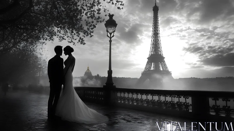 Romantic Parisian Moment with Eiffel Tower