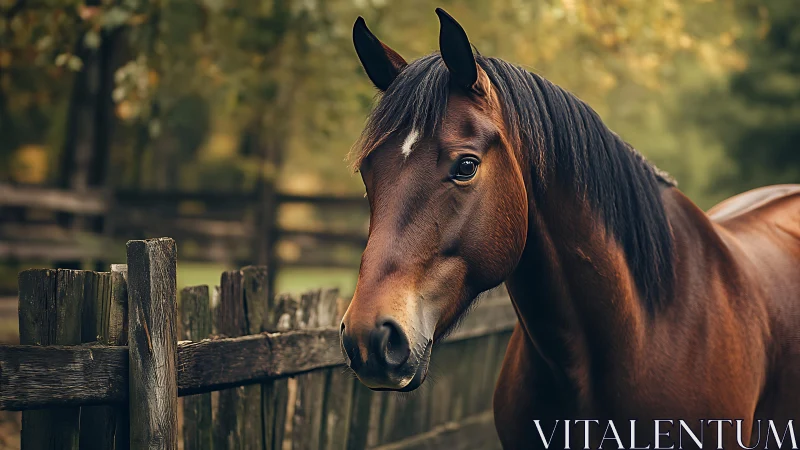 Warm-eyed chestnut horse quietly claims the golden pasture edge