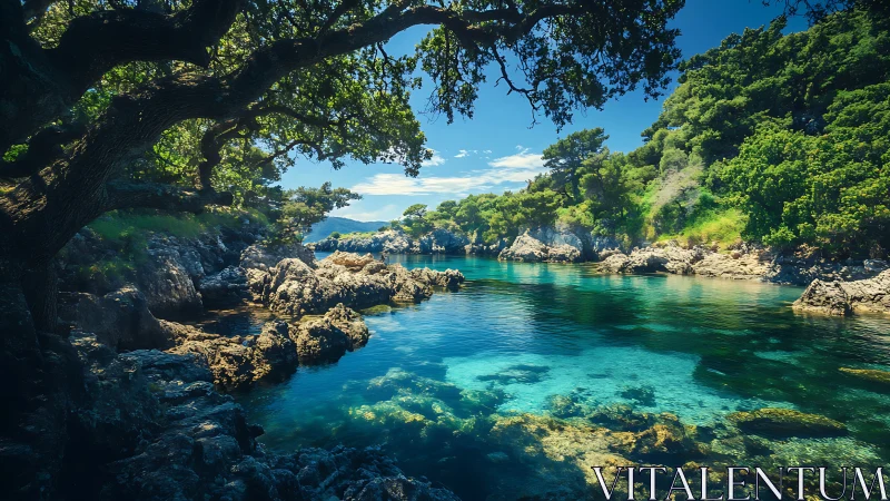 Emerald Cove Mediterranean Coastline with Ancient Limestone.