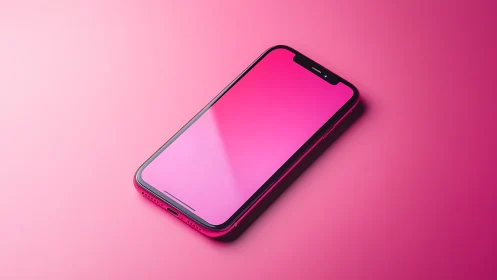 Modern Phone on Pink Gradient Background.