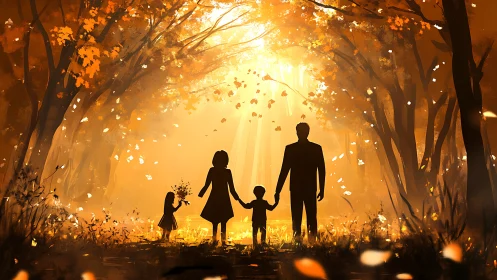 Family's Golden Autumn Journey Together.