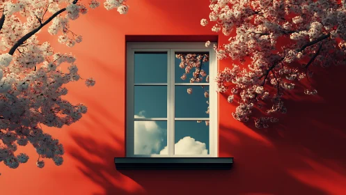 Blossom shadows frame a cloudlit window like quiet theater