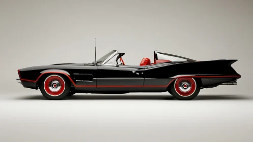Velvety black roadster sketches a retro-futurist side profile
