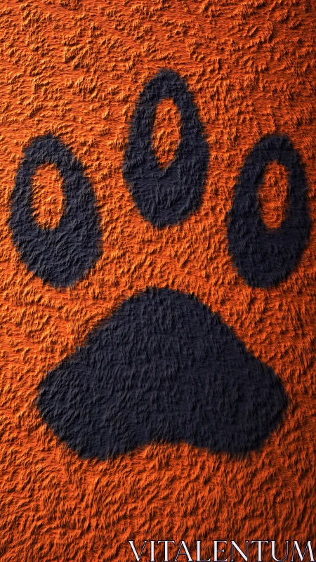 Textured orange fur background with bold black paw print.