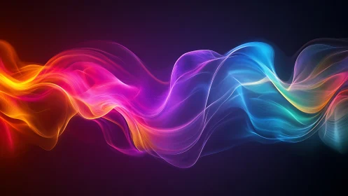 Luminescent color waves drifting across a midnight void.