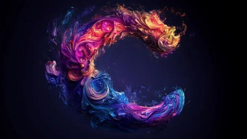 Vibrant swirling C-shaped nebula in luminous motion