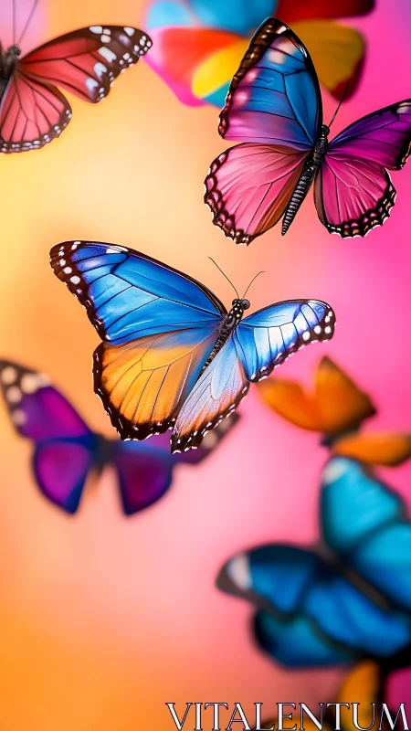 Neon sky butterflies drifting through a sherbet sunrise.