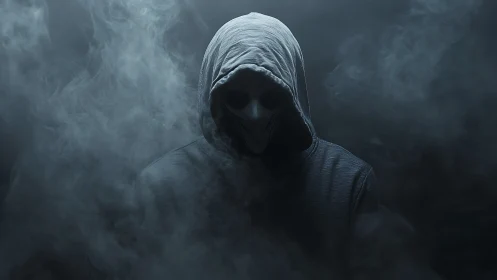 Hooded phantom steps from smoke, quiet as a swallowed storm.