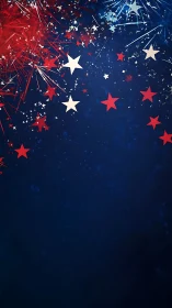 Star-spangled fireworks drift across a deep midnight sky.
