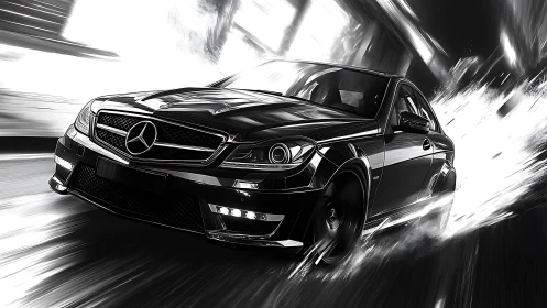 Midnight street racer slicing through light and motion.