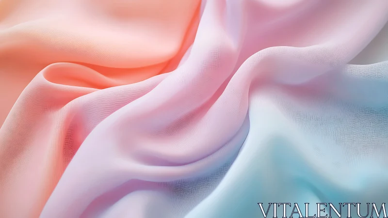 Pastel gradient chiffon fabric forms soft flowing folds