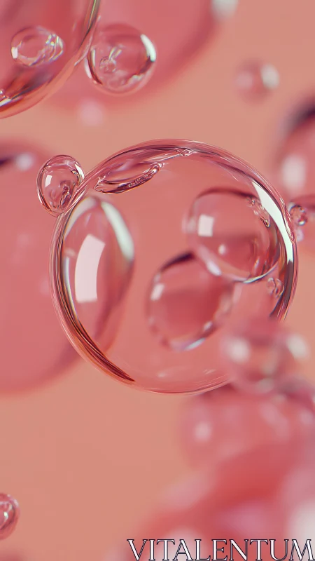 Translucent pink bubbles drift across a soft coral haze.