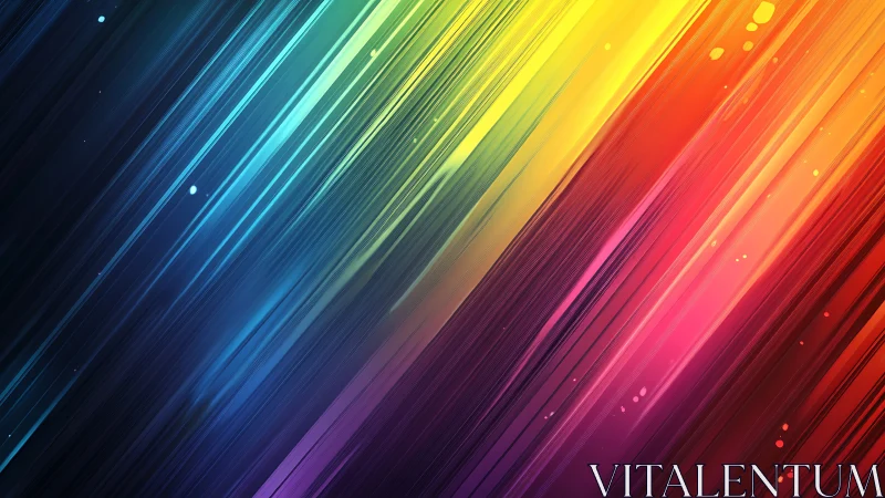 Radiant diagonal light streaks merge into a vivid rainbow spectrum.