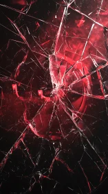 Fractured glass surface over red illuminated background.