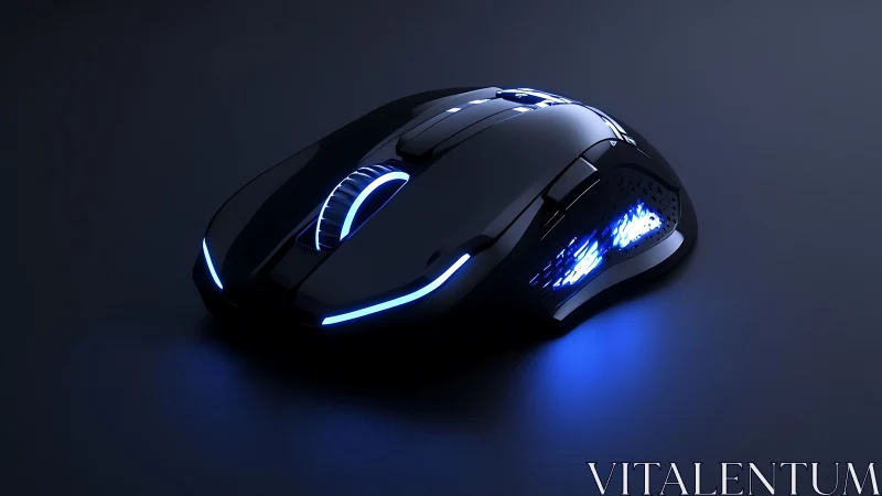 Futuristic gaming mouse glows with blue LED edge lighting