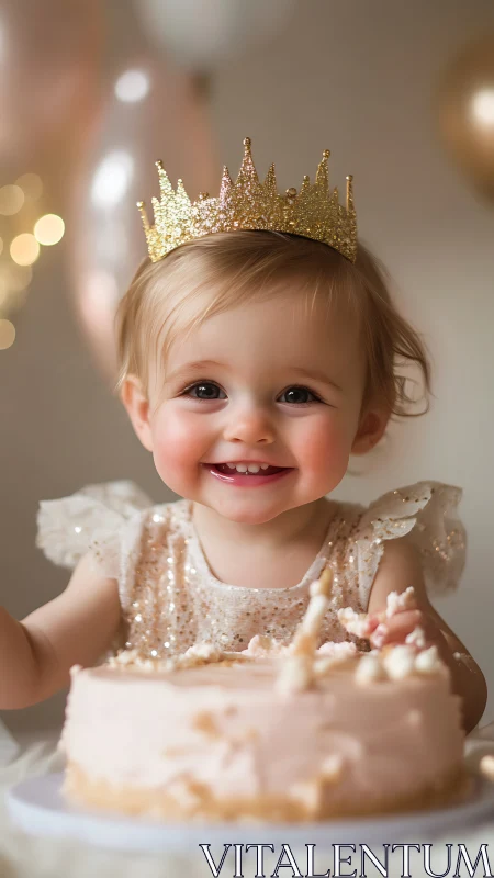 Crowned Radiance: Toddler's Glittering Birthday Moment Unfolds
