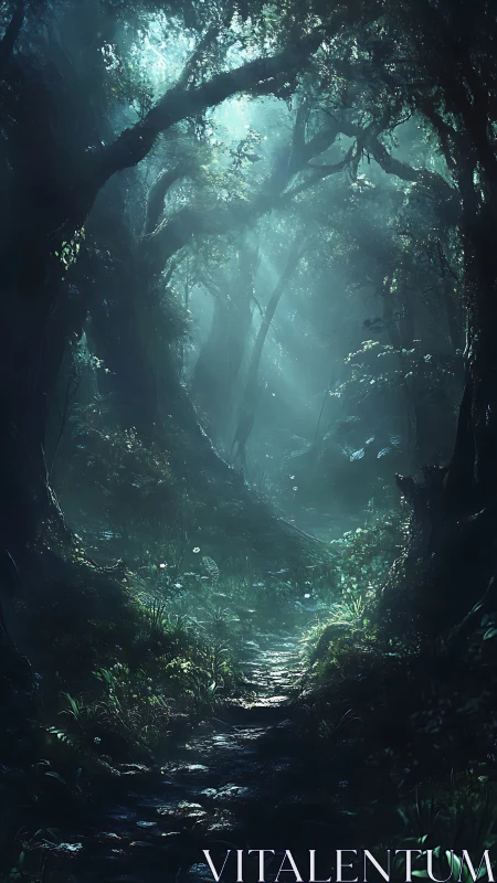 Enchanted Forest Pathway with Mystical Light.